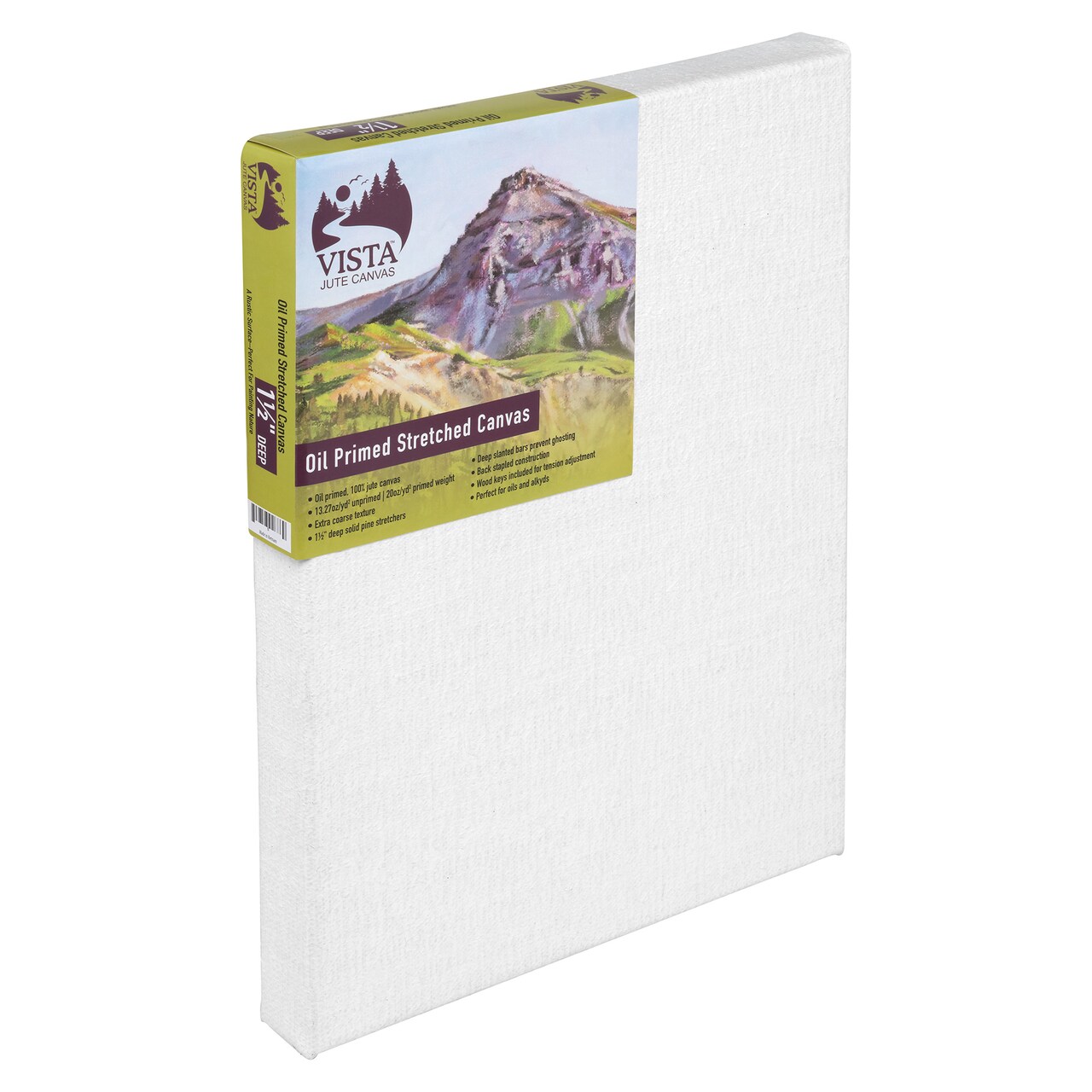 Vista Jute Oil-Primed Stretched Canvas - 3 Pack - 20"x24", 1-1/2" Deep - Oil Paints, Blank Canvases, Extra-Coarse Texture, Linen Replacement for Frameless Art, Ideal for Professional Artists